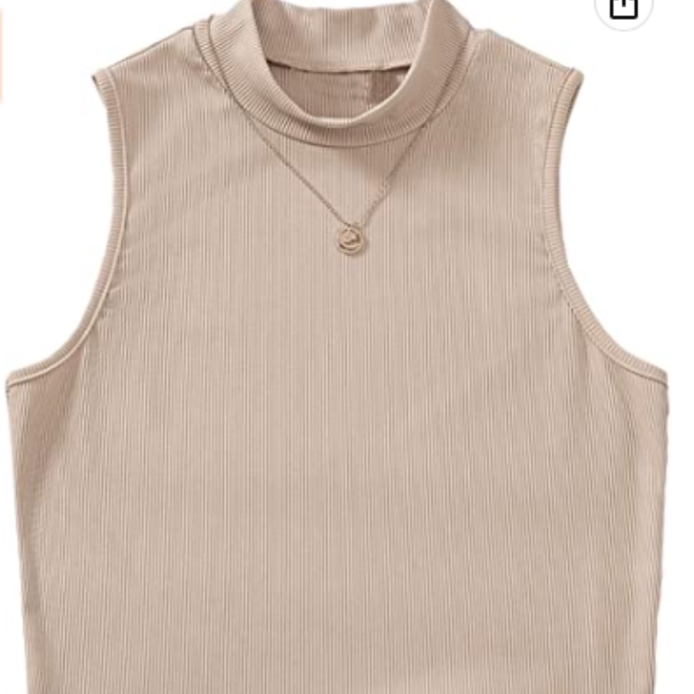 SheIn Women's Sleeveless Mock Neck Rib Knit Crop Tank Top
